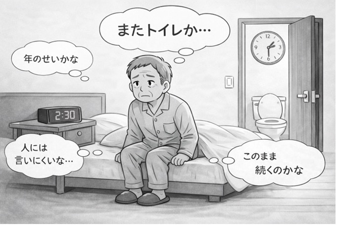 またトイレか・年のせいかな・人には言いにくいな・このまま続くのかな