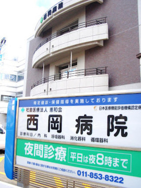 西岡病院外観と看板