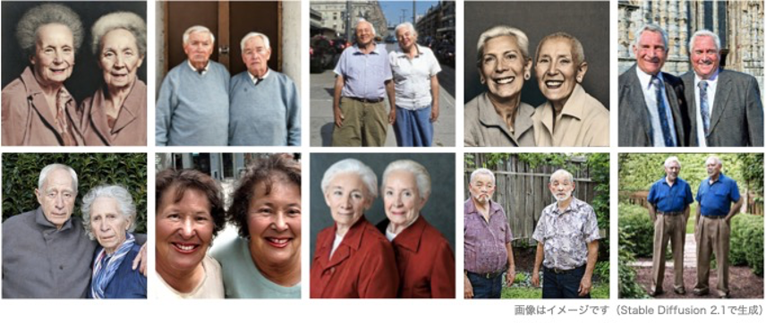 複数の高齢な双子の写真